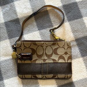 Coach Brown and Tan Wristlet